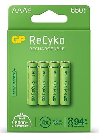 GP Recyko 650 Mah R03 AAA Şarjlı 4’Lü İnce Kalem Pil