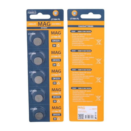 Mag Batteries MG-1225 CR1225 3 Volt Lityum Pil (5’Li Blister Paket)