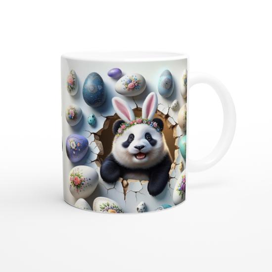 Tavşan Kulaklı Çiçek Taçlı Panda Temalı Baskılı Kupa Bardak