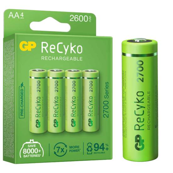 GP RECYKO AA 2600 MAH ŞARJLI 4LÜ PİL GP270AAHCE-2EB4 (GPRHC272E001)