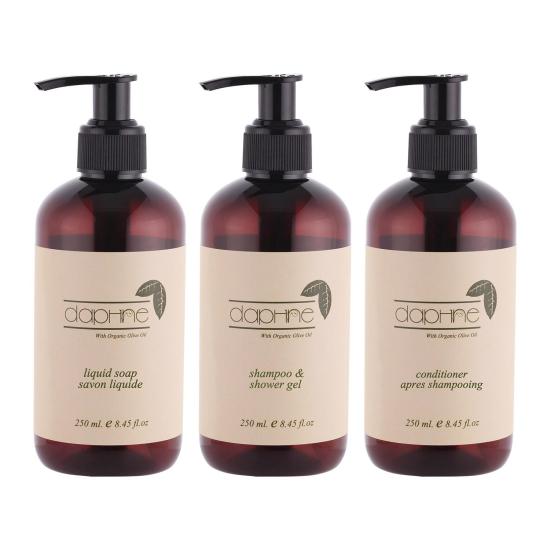 Boş 3 Lü Pompalı Doldurulabilir Plastik Pet Boş Şişe Sabun Şampuan Saç Kremi için 250 ml