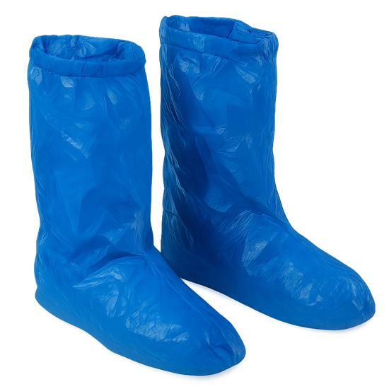 100 Adet Çizme için 60 Mikron Galoş Plastik Kaymayan Sıvı Geçirmez Mavi Uzun Büyük Polietilen