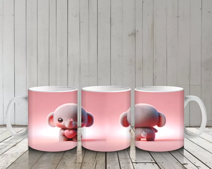 Çocuklara Sütü Sevdiren Kalp Tutan Minik Fil Kupa Bardak