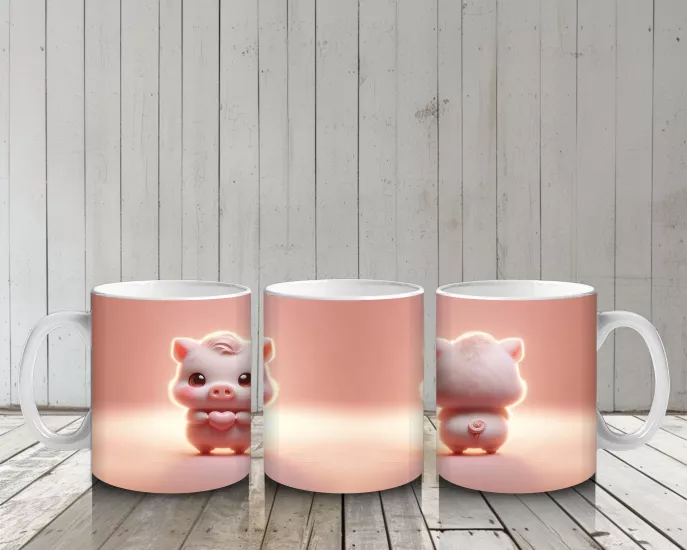 Çocuklara Sütü Sevdiren Şirin Mini Domuz Kupa Bardak