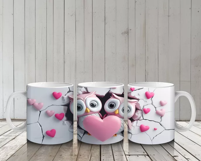 Çocuklara Sütü Sevdiren Aşkı Paylaşan Baykuş Çifti Kupa Bardak