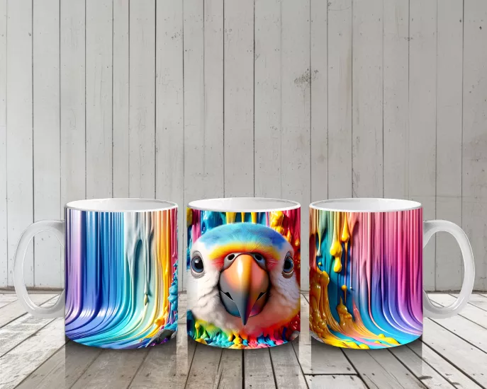 Çocuklara Sütü Sevdiren Boya Şelaleli Papağan Kupa Bardak