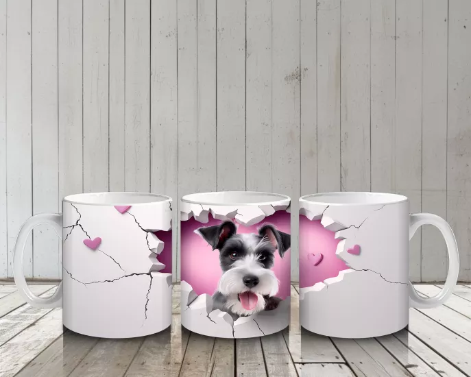 Çocuklara Sütü Sevdiren Duvarı Delip Bakan Şirin Yavru Köpek Kupa Bardak