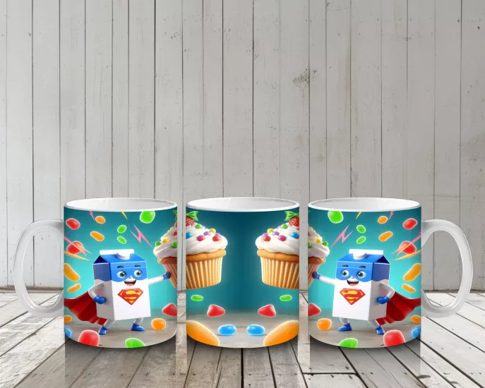 Çocuklara Sütü Sevdiren Şeker Robotlu Cupcake Kupa Bardak