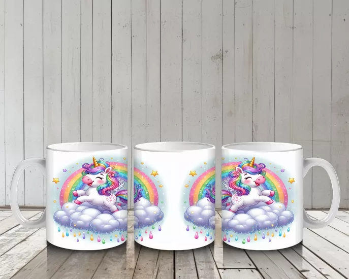 Çocuklara Sütü Sevdiren Gökyüzünde Parıldayan Unicorn Kupa Bardak