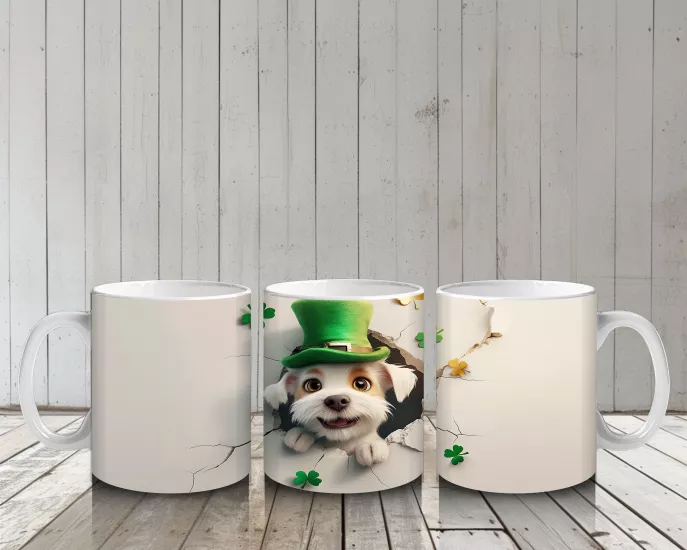 Çocuklara Sütü Sevdiren Şapkalı Yavru Köpek Kupa Bardak