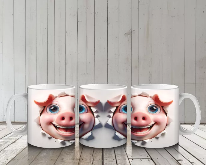 Çocuklara Sütü Sevdiren Patlayan Sevimli Domuz Çifti Kupa Bardak