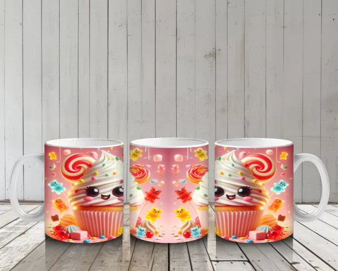Çocuklara Sütü Sevdiren Neşeli Cupcake Karnavalı Kupa Bardak