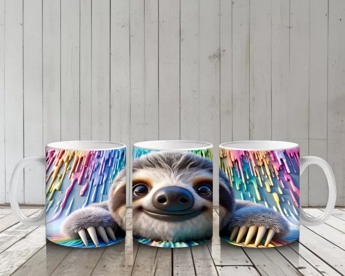 Çocuklara Sütü Sevdiren Boya Arkasından Bakan Tembel Hayvan Kupa Bardak