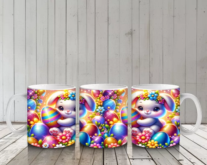 Çocuklara Sütü Sevdiren Çiçek Taclı Paskalya Tavşanı Kupa Bardak