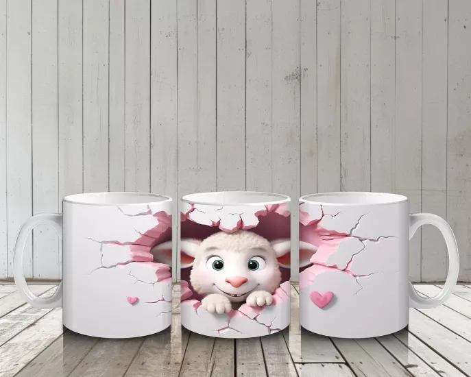 Çocuklara Sütü Sevdiren Aşk Dolu Kuzu Kupa Bardak