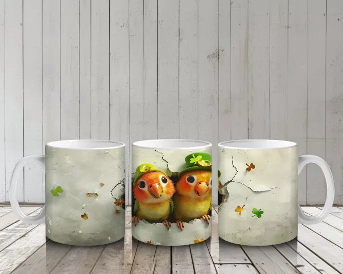 Çocuklara Sütü Sevdiren İki Sevimli Limon Kuşu Kupa Bardak