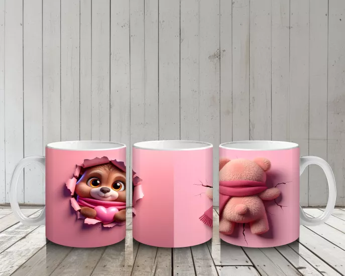 Çocuklara Sütü Sevdiren Atkılı Peluş Ayıcık Kupa Bardak