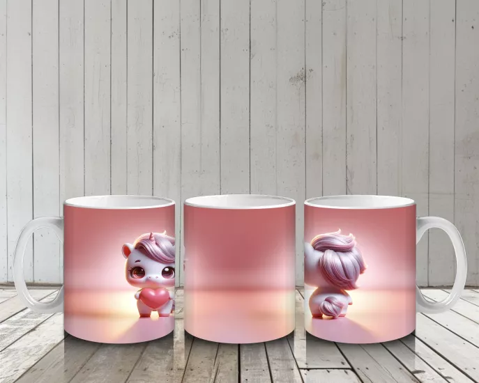 Çocuklara Sütü Sevdiren Kalp Tutan Minik Unicorn Kupa Bardak