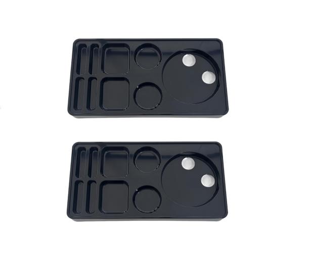 2 Adet Otel Servis Karşılama Sunum İkram Tepsisi 9 Bölmeli Plastik Çay Kahve Şeker Fincan Bölmeli Kettle Ketil Altlığı 44x24 cm