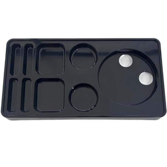 5 Adet Sunum İkram Tepsisi Otel Servis Karşılama  9 Bölmeli Plastik Çay Kahve Şeker Fincan Bölmeli Kettle Ketil Altlığı 44x24 cm