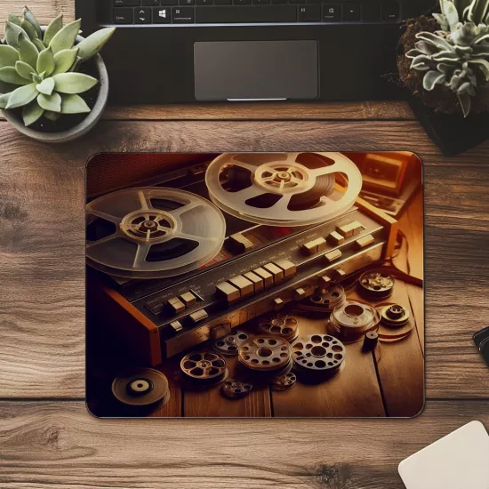 Butonlu Eski Kayıt Cihazı Mousepad - 19x23 cm 2 mm Dikdörtgen İthal Baskılı Mouse Pad