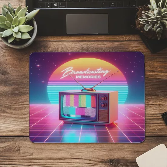 Antenli Eski Televizyon Tasarımlı Mouse Pad - 19x23 cm 2 mm Dikdörtgen İthal Baskılı Mouse Pad