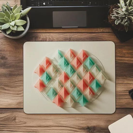 Katmanlı Geometrik Üçgen Tasarımlı Mouse Pad - 19x23 cm 2 mm Dikdörtgen İthal Baskılı Mouse Pad