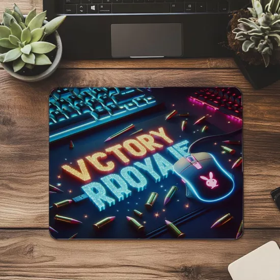 Victory Royale Yazılı Parlak Gamer Mousepad - 19x23 cm 2 mm Dikdörtgen İthal Baskılı Mouse Pad
