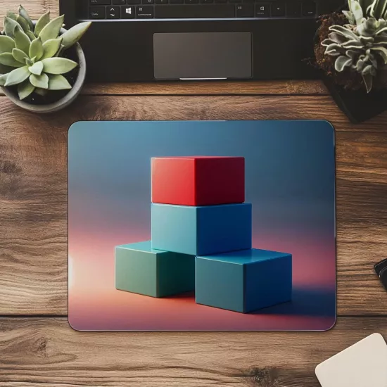 Geometrik Formlarda Renk Blokları Mousepad - 19x23 cm 2 mm Dikdörtgen İthal Baskılı Mouse Pad