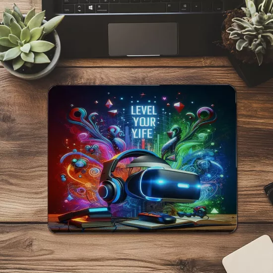 Hayatını Level Atla Mousepad – Gamer Tarzı - 19x23 cm 2 mm Dikdörtgen İthal Baskılı Mouse Pad