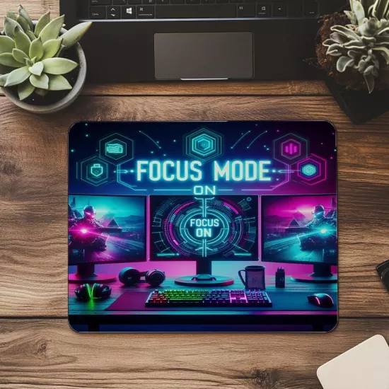 Focus Mode On Yazılı Gamer Mousepad - 19x23 cm 2 mm Dikdörtgen İthal Baskılı Mouse Pad