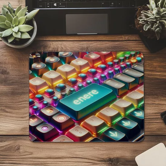 Retro Mekanik Klavye Temalı Mouse Pad - 19x23 cm 2 mm Dikdörtgen İthal Baskılı Mouse Pad