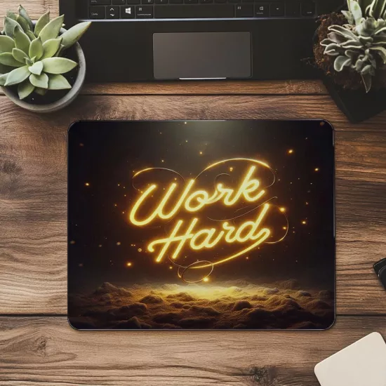 Çalışkanlık Temalı Neon Yazı Mousepad - 19x23 cm 2 mm Dikdörtgen İthal Baskılı Mouse Pad
