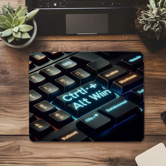 Ctrl Alt Win Neon Klavye Üzeri Mousepad - 19x23 cm 2 mm Dikdörtgen İthal Baskılı Mouse Pad