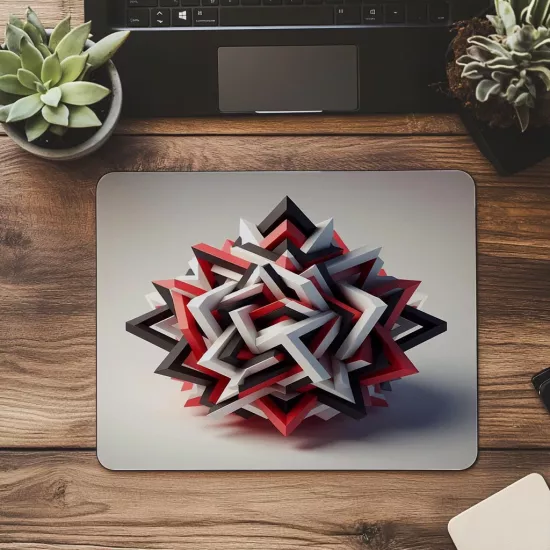 3D Üçgenlerden Oluşmuş Yapı Mouse Pad - 19x23 cm 2 mm Dikdörtgen İthal Baskılı Mouse Pad