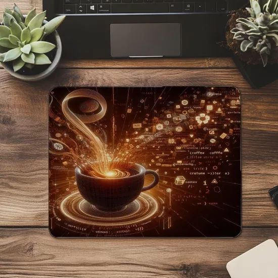 Havada Kodla Karışan Kahve Mouse Pad - 19x23 cm 2 mm Dikdörtgen İthal Baskılı Mouse Pad