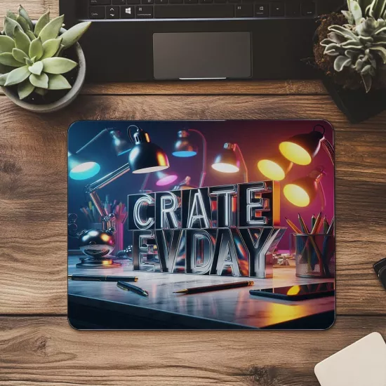 Her Gün Üret Temalı Parlak Tasarım Mouse Pad - 19x23 cm 2 mm Dikdörtgen İthal Baskılı Mouse Pad