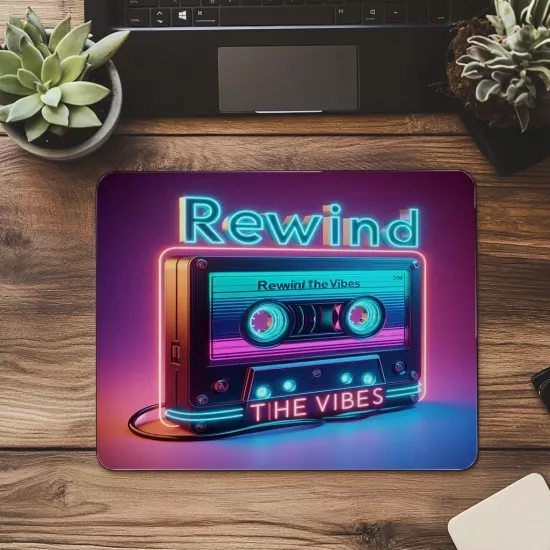 Vaporwave Renklerde Kaset Tasarımlı Mousepad - 19x23 cm 2 mm Dikdörtgen İthal Baskılı Mouse Pad