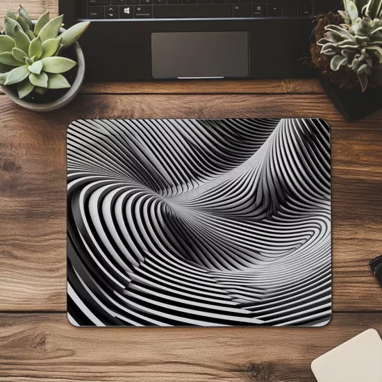 Hareketli Çizgi Efektli Minimal Mouse Pad - 19x23 cm 2 mm Dikdörtgen İthal Baskılı Mouse Pad