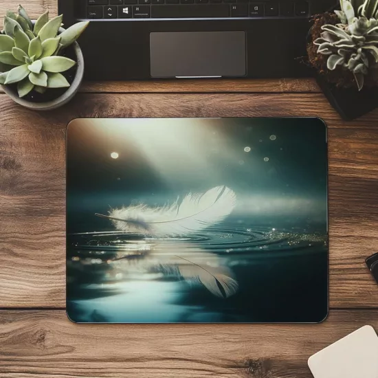 Yavaş Hareketli Su Tüy Temalı Mousepad - 19x23 cm 2 mm Dikdörtgen İthal Baskılı Mouse Pad