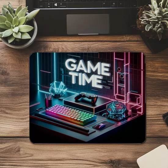 Sade ve Güçlü Tasarım – Game Time Mousepad - 19x23 cm 2 mm Dikdörtgen İthal Baskılı Mouse Pad