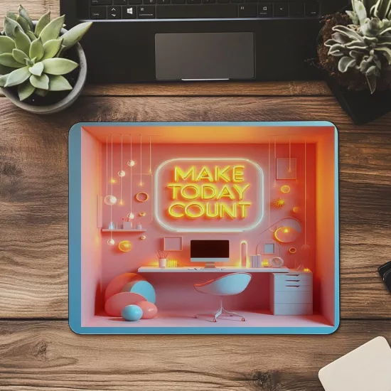 Make Today Count Yazılı 3D Mousepad - 19x23 cm 2 mm Dikdörtgen İthal Baskılı Mouse Pad