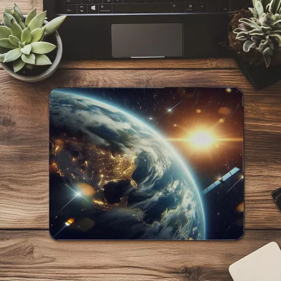 Atmosfer Işıltılı 3D Yeryüzü Mousepad - 19x23 cm 2 mm Dikdörtgen İthal Baskılı Mouse Pad