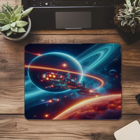 Sonsuz Evren Temalı Parlak Astronot Mousepad - 19x23 cm 2 mm Dikdörtgen İthal Baskılı Mouse Pad
