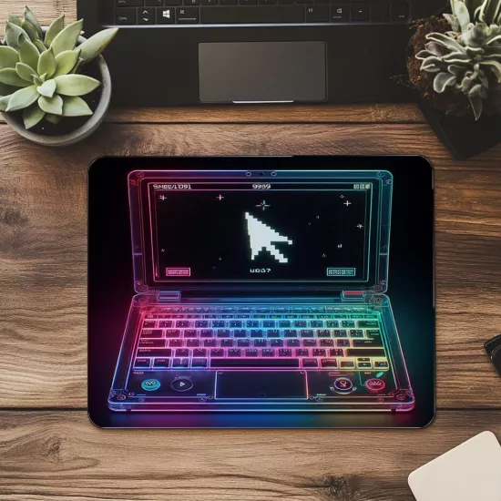 Transparan Kasa Temalı Mousepad – Neon Etki - 19x23 cm 2 mm Dikdörtgen İthal Baskılı Mouse Pad