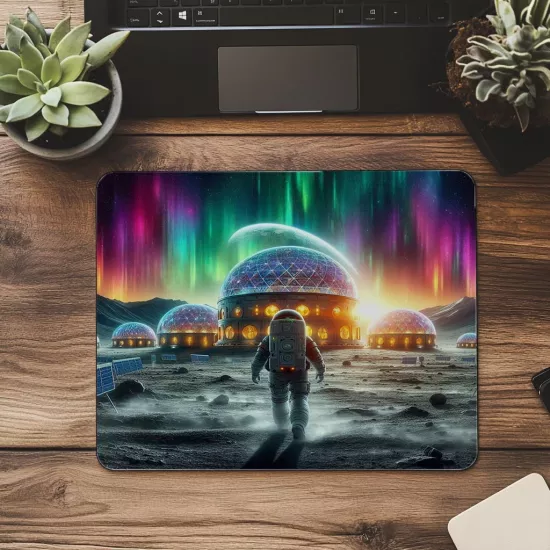 Aurora Altında Lunar Base Mousepad - 19x23 cm 2 mm Dikdörtgen İthal Baskılı Mouse Pad