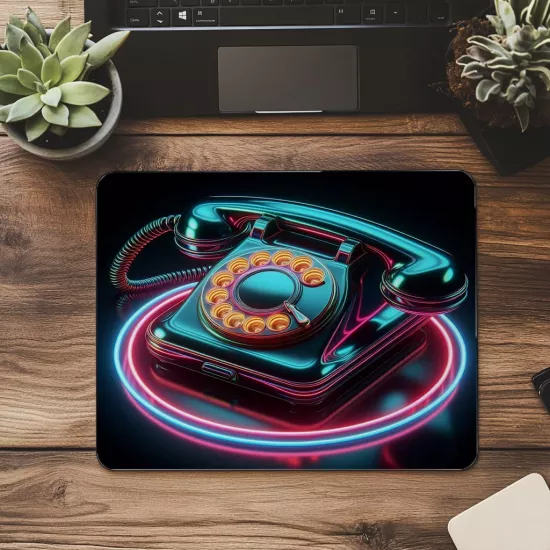 Nostaljik Masaüstü Telefon Mouse Pad - 19x23 cm 2 mm Dikdörtgen İthal Baskılı Mouse Pad
