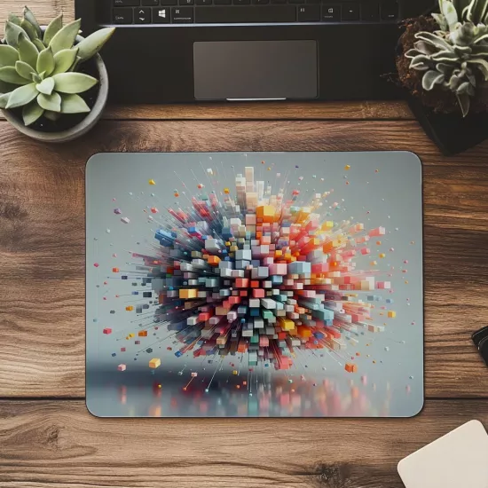 Geometrik Patlama Efektiyle Minimal Mouse Pad - 19x23 cm 2 mm Dikdörtgen İthal Baskılı Mouse Pad
