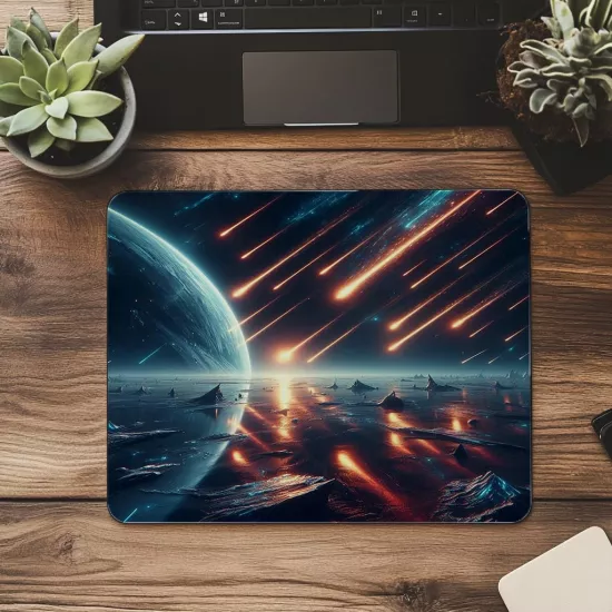 Buzlu Yüzeyde Meteor Yağmuru Mousepad - 19x23 cm 2 mm Dikdörtgen İthal Baskılı Mouse Pad