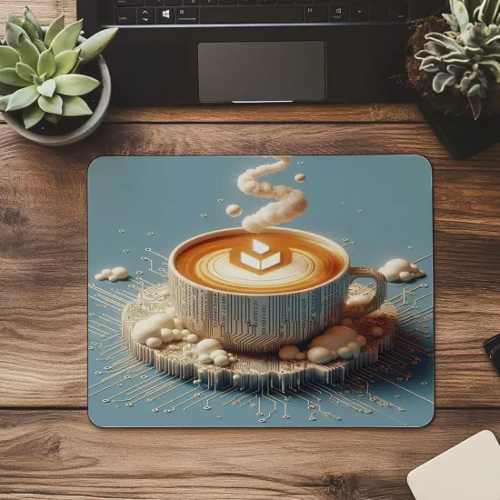 Estetik ve Fonksiyonel Kod + Kahve Mousepad - 19x23 cm 2 mm Dikdörtgen İthal Baskılı Mouse Pad